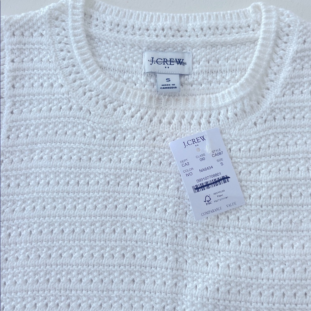 NWT J Crew Crochet sweater-tank Womens Small White - Picture 4 of 9